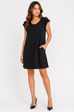 Diane von Furstenberg Dominique Black Shift Dress Pockets Size 6